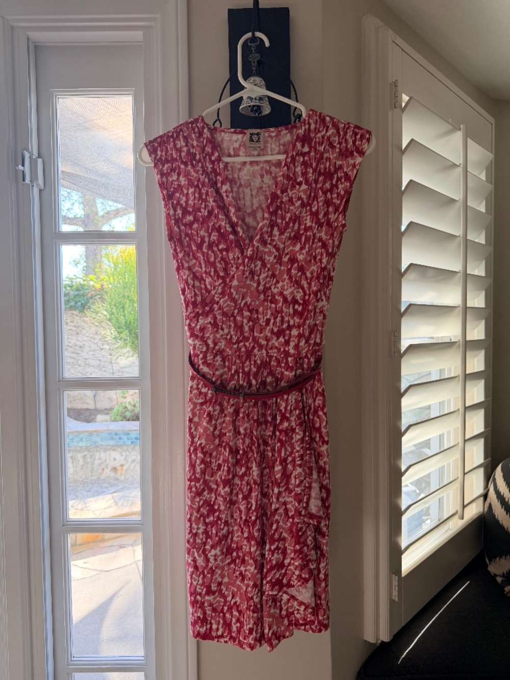 Anne Klein Pink Faux Wrap Dress | Belted Sleeveless |Career, shower, garden